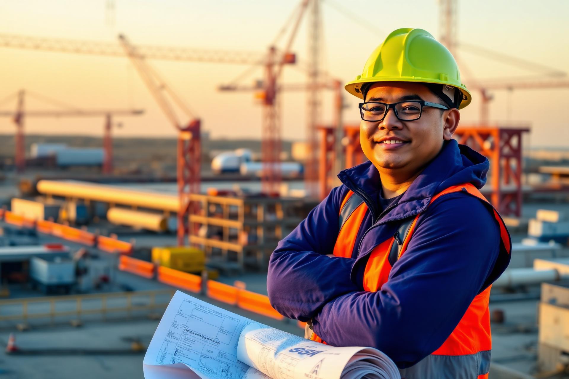 Filipino civil engineer at an international construction site